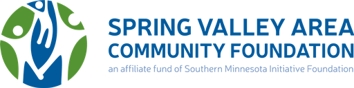 Spring Valley Area Community Foundation logo with a circular green/blue emblem and blue text, including the tagline 'an affiliate fund of Southern Minnesota Initiative Foundation'