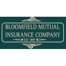 Bloomfield Mutual Insurance Company logo on teal background, with EST 1887 text.