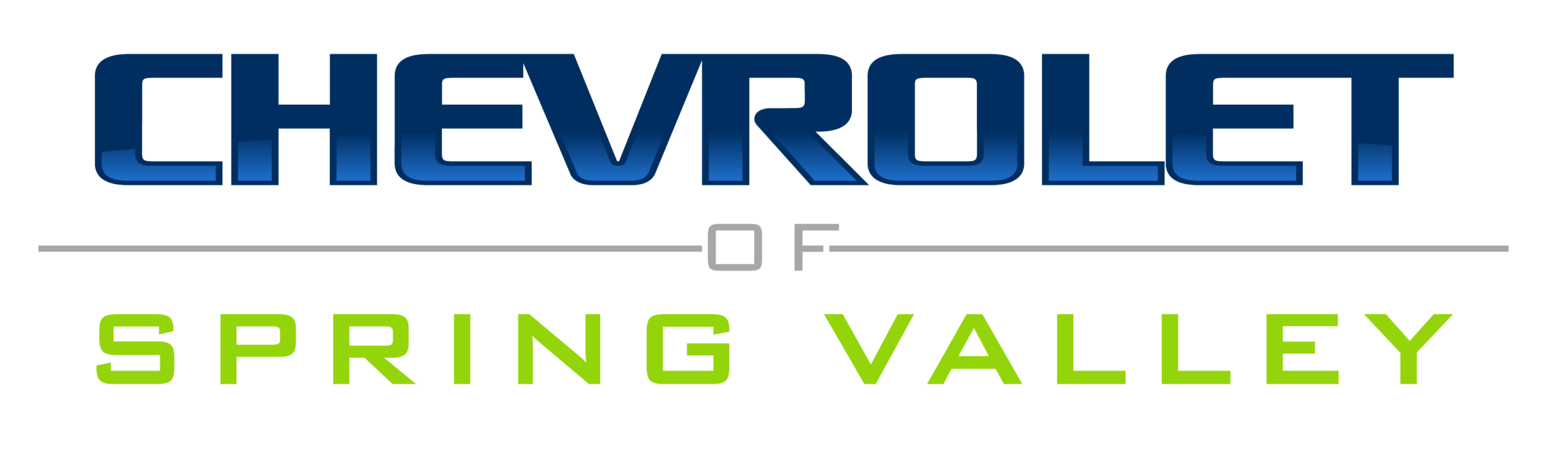 Chevrolet of Spring Valley logo: blue 'CHEVROLET' text with gray 'OF' and lime green 'SPRING VALLEY' text.
